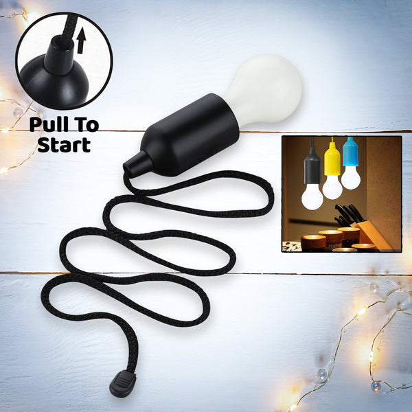 LED Pull Cord Light – Hanging Black LED Bulb (1 Pc)