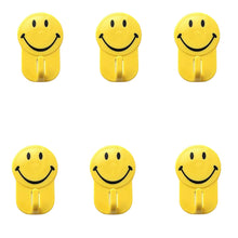 Plastic Self-Adhesive Smiley Face Hooks, 1 Kg Load Capacity (6pcs)