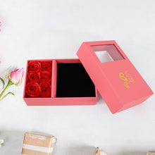 Jewellery Gift Box with Lids & Roses Packaging Box with 6 Roses (1 Set)